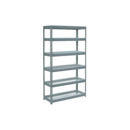 Global Equipment Extra Heavy Duty Shelving 48"W x 18"D x 72"H With 6 Shelves, Wire Deck, Gry 255726